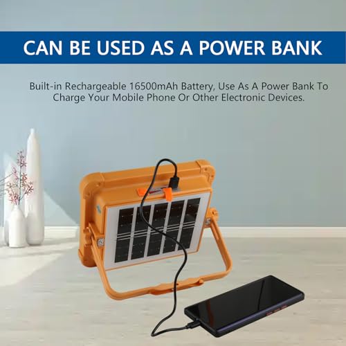 Image of Rechargeable Portable Solar Work Light, 16500mAh Magnetic Flood Battery, 120W, 10000LM Work Light, LED Camping Lights IP66, Waterproof for On-site Repair