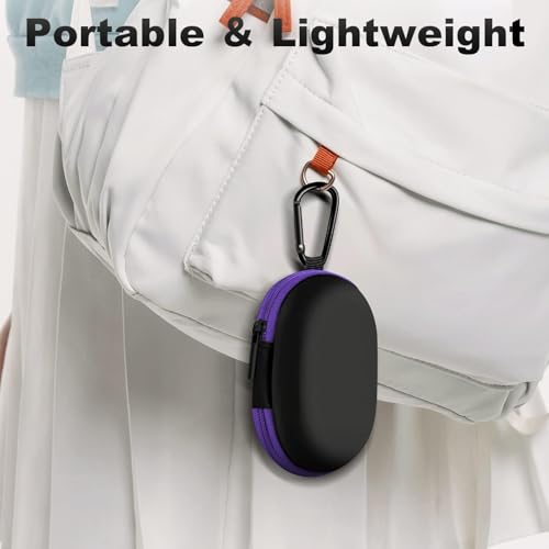 Image of 2Pack Oval Earbud Case Portable EVA Carrying Case Storage Bag Cell Phone Accessories Organizer with Carabiner for Earphone, Earbud, Earpieces, SD Memory Card, Camera Chips, Black /Purple