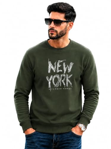 Image of Mack Jonney Men's Printed Fleece Sweatshirt|Full Sleeve Round Neck Winter Sweatshirt for Casual Wear|Travel|Gym & Everyday Style-mj-62