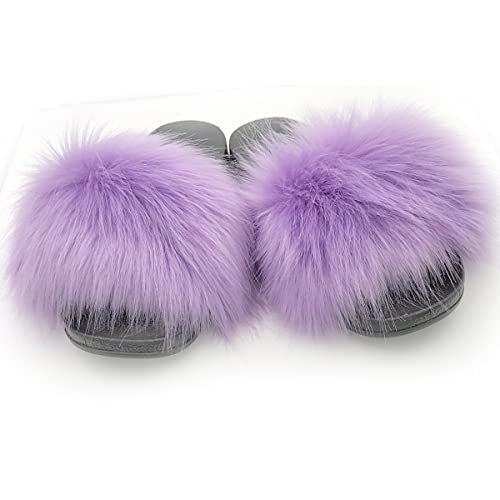 Image of Kids Soft Artificial fur Sandals Slides Comfy Lightweight Furry Cute House Slippers for Girls