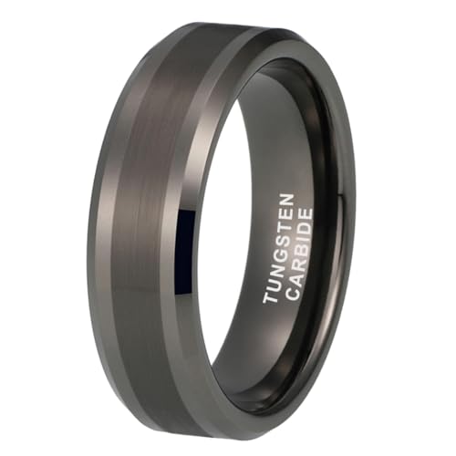 6mm 8mm Silver/Black/Gunmetal/Gold Tungsten Rings for Men Women Fashion Jewelry Engagement Wedding Bands Matte Polished Shiny Beveled Edges Comfort Fit
