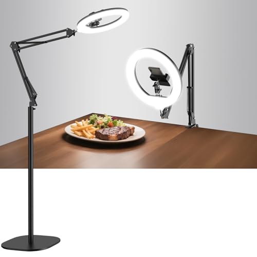 RemixOri Anillo de Luz de 10' / 26cm con Trípode y Soporte Móvil, Luz LED Circular Regulable 2-en-1 con Montaje de Mesa para Vídeos, Maquillaje, Directos y Fotografía