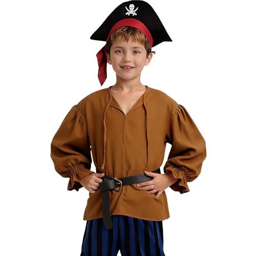 Costume pirate garçon gothique steampunk et chemise victorienne de Halloween