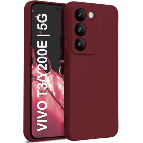 Image of TRUEUPGRADE Back Cover for Vivo Y200E 5G /Vivo T3 5G | Soft Silicone Rubberized Case with Camera Protection | Shockproof Bumper | Slim & Flexible | Wine