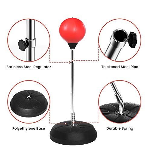 KINGSO Punching Bag for Kid & Adults, Punching Bag with Stand Plus Boxing Gloves, Adjustable Height Speed Bag for Exercise and Fitness Fun for Entire Family - Thumbnail 2