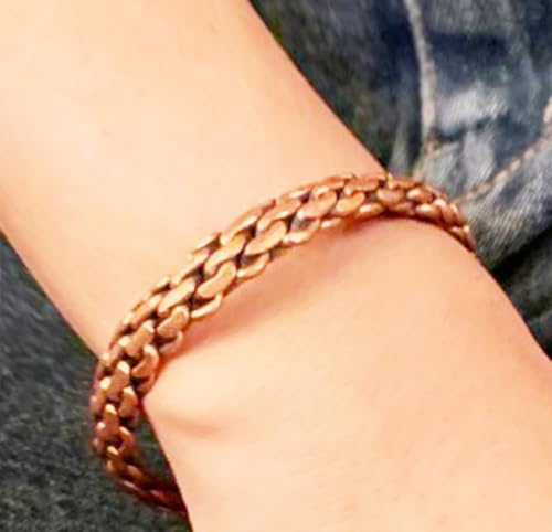 Image of Touchstone Copper bracelet Tibetan style. Hand forged with solid and high gauge pure copper. Elegant weave pattern.