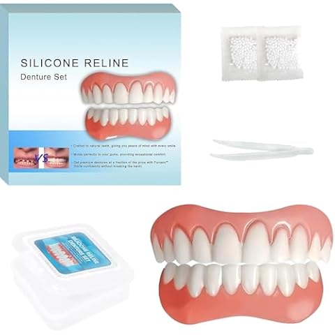 Moldable False Teeth - Silicone Dentures - Men and Veneers Teeth for Women - Upper and Lower Matching Set, Convenient and Quick, Suitable for Daily, Party - 1PCS - F Cover