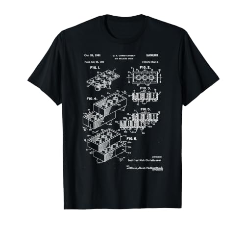 Toy Building Brick Patent T Shirt T-Shirt, Men, Black, 3X-Large