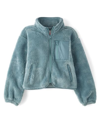 Image of The Children's Place Girls' Long Sleeve Sherpa Fleece Full Zip Jacket