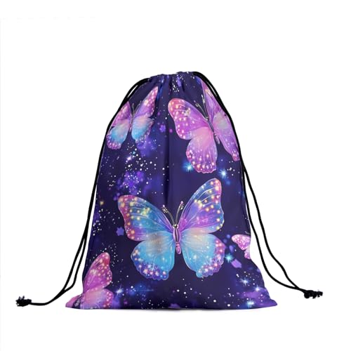 Image of Nerxy Galaxy Butterfly Gymnastics Grip Bag - Stars Grip Bags for Gymnastics Mini Gym Bag Drawstring Storage Pouch Adjustable