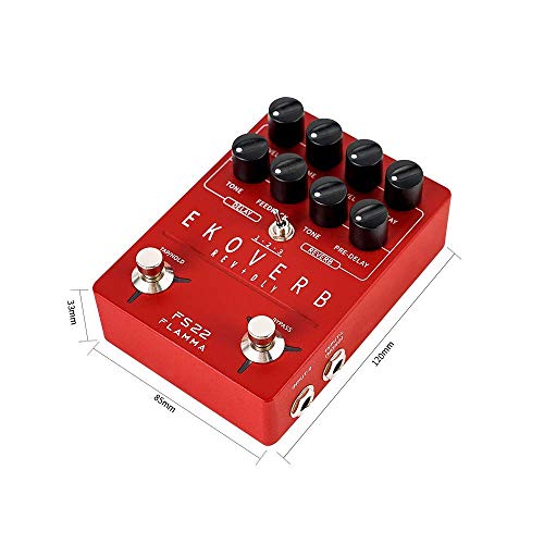 FLAMMA FS22 Stereo Delay & Reverb Combo Effects Pedal Ambient Guitar Pedal with 3 Pairs Combo