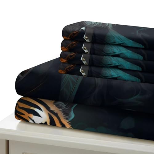 Parure de Lit Tigre en Microfibre Douce avec Fermeture Éclair - 7