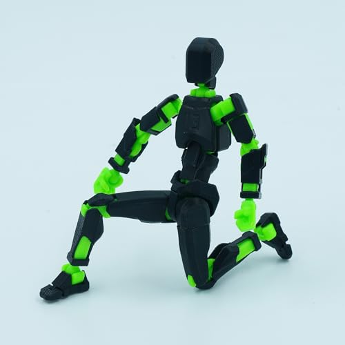 Image of Dummy 13 Action Figure Robot | Fully Articulated 3D Printed Robot Toy | 5.4-inch Collectible Figurine | Matte Finish| Unassembeled (Black-Green)