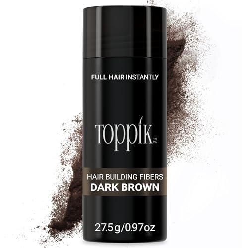 Toppik Fibras Capilares Castaño Oscuro, Fibras de Queratina para Crear más Densidad en el Cabello de Forma Inmediata, 27,5 g, unisex