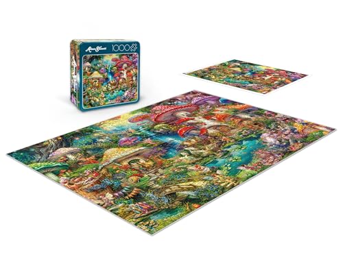 Buffalo Games Aimee Stewart Merry Mushroom Village Picnic 1000 Piece Jigsaw Puzzle - Collector Tin, 26 x 19 in, Includes Poster - Fantasy Puzzle - Portable Tin Storage - Full Color Reference Poster by Buffalo Games - Image 4