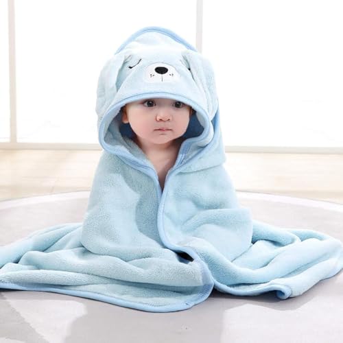 Image of Thetail Premium Ultra-Soft Baby Towels - Hooded Bath Towel with Cute Animal Design, Extra Absorbent, Large Size for Newborns, Infants, and Toddlers, Ideal for Bath Time (Blue)