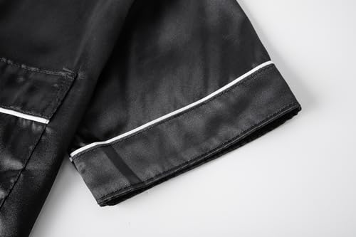 Vopmocld Satin Pajama Sets Unisex Boys and Girls Silk Button Down Short Sleeve & Shorts & Pants Sleepwear 3PCS Loungewear PJS4