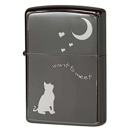 Zippo(ジッポ) オイルライター NO200 2CAT キャットシリーズ ブラックニッケルA 2CAT-BNA 5.5×3.1×1cm