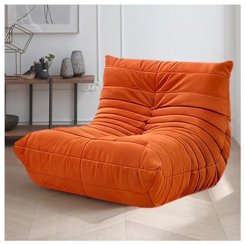 ソファー 1人掛け トーゴソファ フロアソファ 座椅子大型 スエード製 スポンジ充填 広い座席 リラックス 人間工学 一人暮らしに適 複数の色を選択可能 (オレンジ)