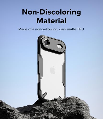 Image of Ringke Fusion-X Compatible with iPhone Air (17 Air) Case Back Cover Transparent Hard Back Soft Flexible TPU Bumper Scratch Resistant Shockproof Protection - Black