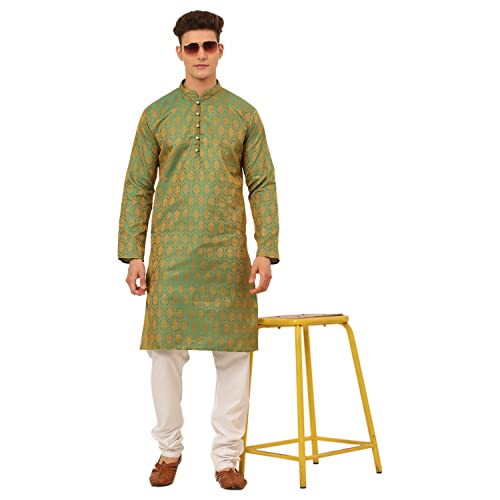 Image of Jompers Silk Blend Men's Woven Design Kurtas.