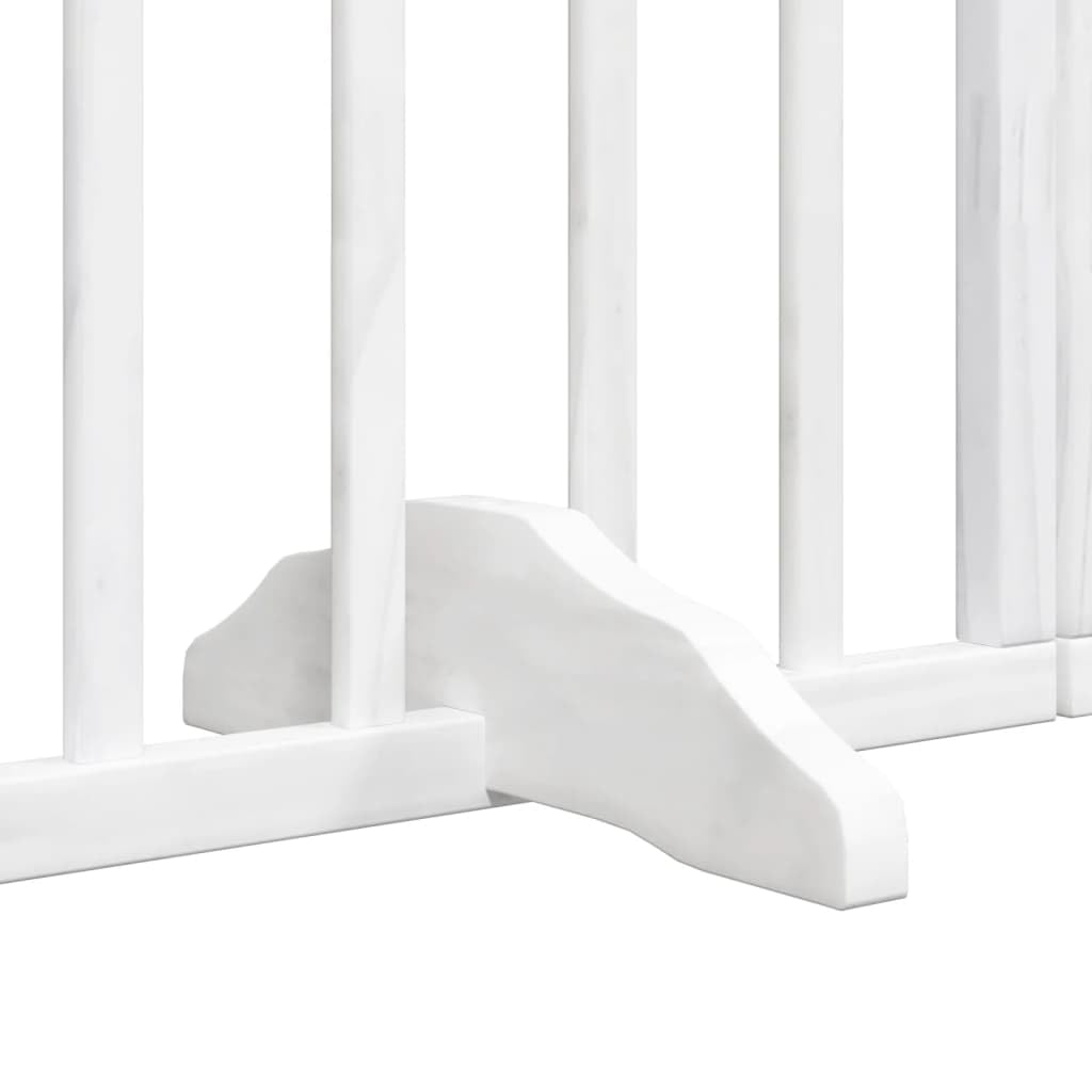 vidaXL Hundetor 6-TLG., Hundegitter Faltbar mit Tür Stützbeine, Schutzgitter für Wohnzimmer Küche Treppe, Haustiertor Türschutzgitter, Weiß Pappelholz