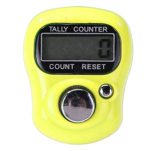 ttnight Mini Finger Counter LCD Electronic Handheld Tally Counter Clicker Digital Counter Manual Mechanical Clicker Number Lap Tracker Counter Counting Range 0-99999 - Yellow