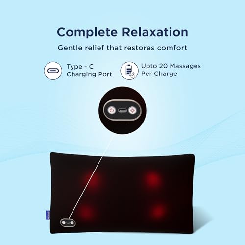 Image of The Sleep Company Wave X Multipurpose Body Massager | Deep Tissue Massager | Shiatsu Massage Therapy | Gentle Heat | Cordless & Rechargeable | Relieves Muscle Pain, Stiffness & Fatigue | Black