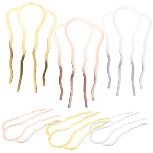 Gatuida Set da 6 Pettini Laterali in Metallo per Chioma, Forcine per Acconciature a Forma di U, Accessori per Styling Chioma da Donna per Feste, Matrimoni e Uso Quotidiano, Colori Oro,