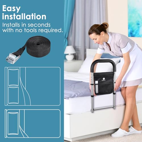 Trilhos de cama para adultos idosos auxiliam na segurança com luz de movimento para idosos Barra de