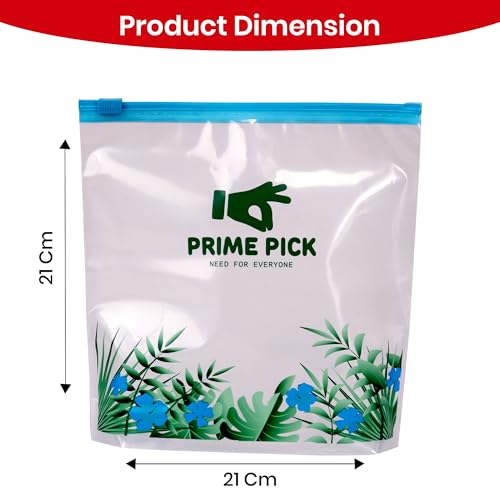 Image of PRIME PICK Multipurpose Zip Lock Storage Bags Small, Medium and Large, Reusable & Reclosable Double Zipper, Leak-Proof Food Grade Plastic, Microwave Freezer Saf (1, S)