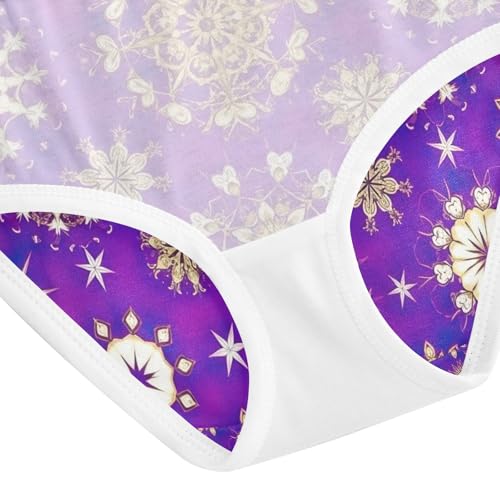Toddler Panties, Gold White Snowflakes Star Purple Girls' Cotton Brief Underwear, 2T–8 Years4