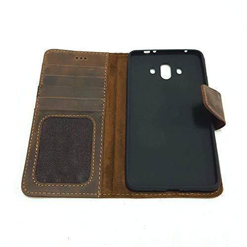 Compatible with Huawei Mate 10 Genuine Leather Phonecase Wallet Case Dark Brown