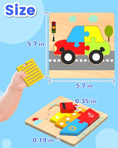 Benresive Wooden Toddler Puzzles for Boys Girls Age 1 2 3, 6 Pack Montessori Vehicle Toys, Educational Preschool Learning Toys, Great Birthday Gifts for Toddlers - Image 6