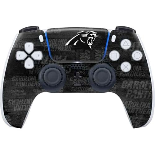 Skinit Decal Gaming Skin Compatible with PS5 Controller - Officially Licensed NFL Carolina Panthers Black & White Design