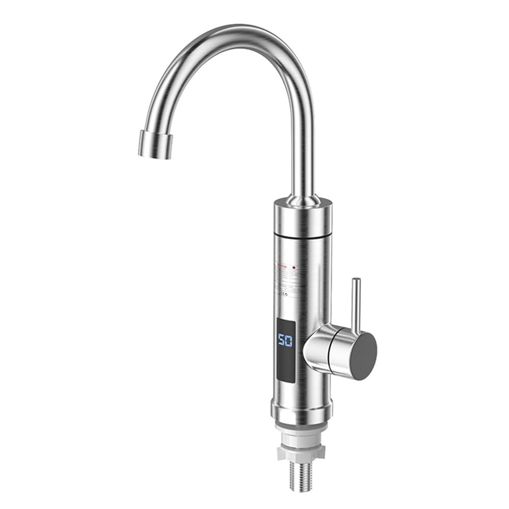 YUCHUANGYE Electric Tap Electric Water Heater Instant Kitchen Faucet 110V 220V Stainless Steel Tankless Instant Heating Faucets Digital Display 3000W Hot Water Tap(White)