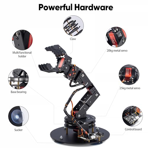 LK COKOINO 6-Axis Metal Robot Arm Kit with Joystick Control for Arduino Programming DIY Robotics Arm for STEM Learning, Educational Build & Play, Servo Motor Projects - Image 3