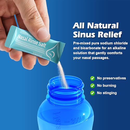 Image of MAOEVER 120 Saline Nasal Packets, Nasal Salt Rinse for Neti Pots & Squeeze Bottles, Individually Wrapped & pH Balanced, Cooling Sinus Relief & Nasal Care(120, Mint Green)