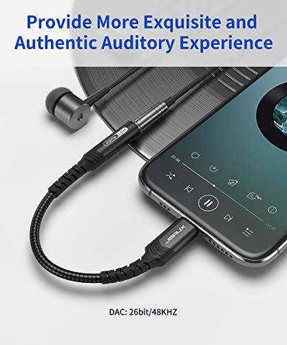 JSAUX Lightning to 3.5mm Female Headphone Jack Adapter, Apple MFi Certified iPhone Audio Dongle Cable Earbuds Headphone Converter Compatible with iPhone 11/11 Pro/11 Pro Max/SE/X XR XS XS Max 8-Black