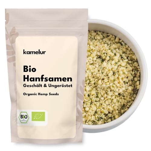 Kamelur 1kg BIO Hanfsamen geschält und ungeröstet Hanf Samen (hemp seeds) als nussiges Topping zu Müsli und Salat hochwertige Hanfsamen geschält BIO