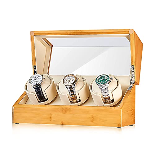 FENOKD Watch Winder Bamboo Watch Winder Automatic Watch Shaker Mechanical Watch Rotating Placer Watch Storage Box with Access Control Turn Watch Device Home