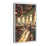 MGDUJGH Lienzo decorativo retro tropical de los años 50, diseño de café latino en La Habana, Cuba, pósteres para decoración de pared, hogar, bar, restaurante, garaje, cafetería, logotipo, regalo, 60 x