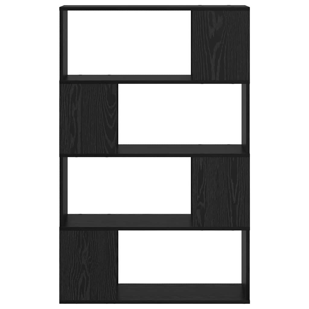 Zestaw szafek TV czarny 80 x 24 x 125 cm, montaż na ścianie, materiał drewnopochodny, 4 półki, nowoczesny design do salonu, zajmuje mało miejsca