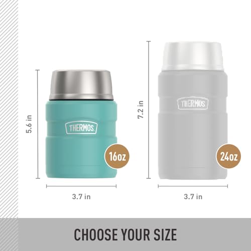 Image of THERMOS Stainless King Vacuum-Insulated Food Jar with Spoon, 16 Ounce, Matte Teal