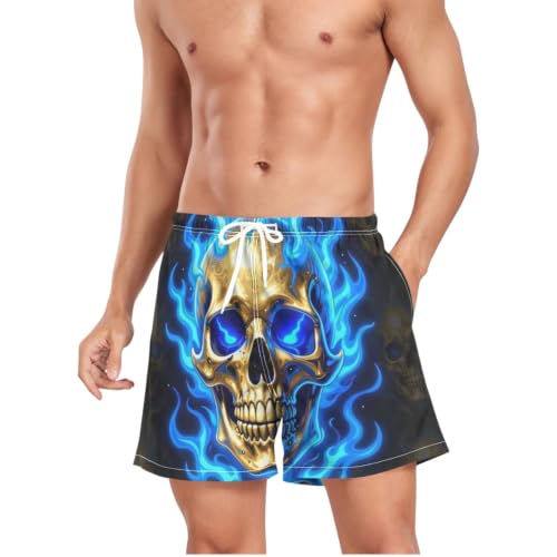 Traje de baño de secado rápido con estampado premium de calavera azul 4