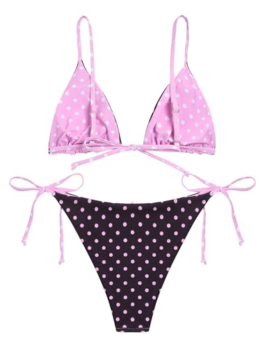 Image of ZAFUL Women's Triangle Bikini Floral String Bikini Set Two Piece Swimsuit Bathing Suits
