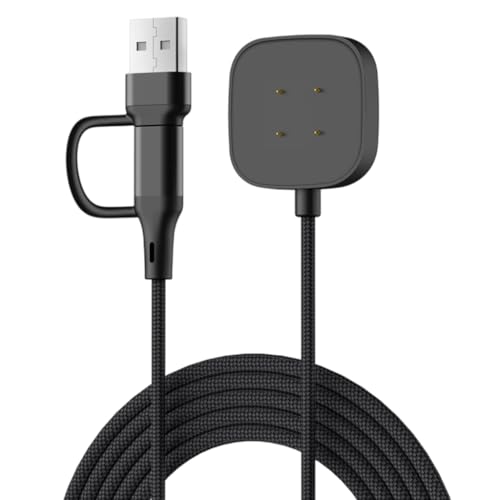 Image of ZORBES Charger for Fitbit Sense 2 /Sense /Versa 4 /Versa 3, 2 in 1 USB C /A Charging Cable for Fitbit Sense 2 /Sense /Versa 4 /Versa 3 Smartwatch, 3.3Ft /100cm Portable Charger Dock Cord