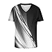 Muscularfit V Neck Shirts for Men 2023 Fashion Casual Short Sleeve Line Print Summer T Shirt Slim Fit Muscle Workout Top Tees Hawaiian Shirts Black M