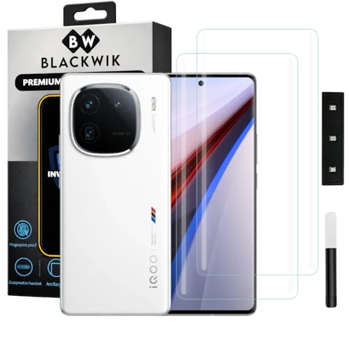 Image of Blackwik Premium Curved UV Tempered Glass For iQOO 12 Pro Cellphone (Transparent, Pack of 2) Advanced Border Less Full Screen Coverage UV Screen Protector Guard With Installation Kit