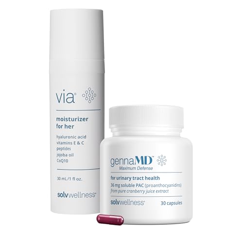 Image of Solv Wellness Women's Menopause Health Bundle - GennaMD Cranberry Juice Extract 36 mg Soluble PAC, 30 Capsules - Via Vaginal Moisturizer, Hyaluronic Acid, Water-Based, Non-Hormonal 30 mL